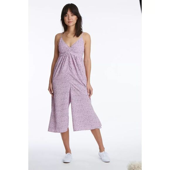 Adyson Parker Ditsy Floral Pink Wide Leg Jumpsuit Lagenlook Barbiecore sz M Cute - Picture 2 of 12